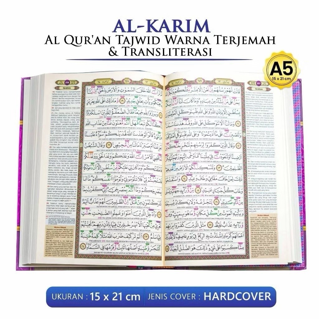 Al-Qur'an Al-Karim A5 – Tajwid Warna, Terjemah & Transliterasi Latin