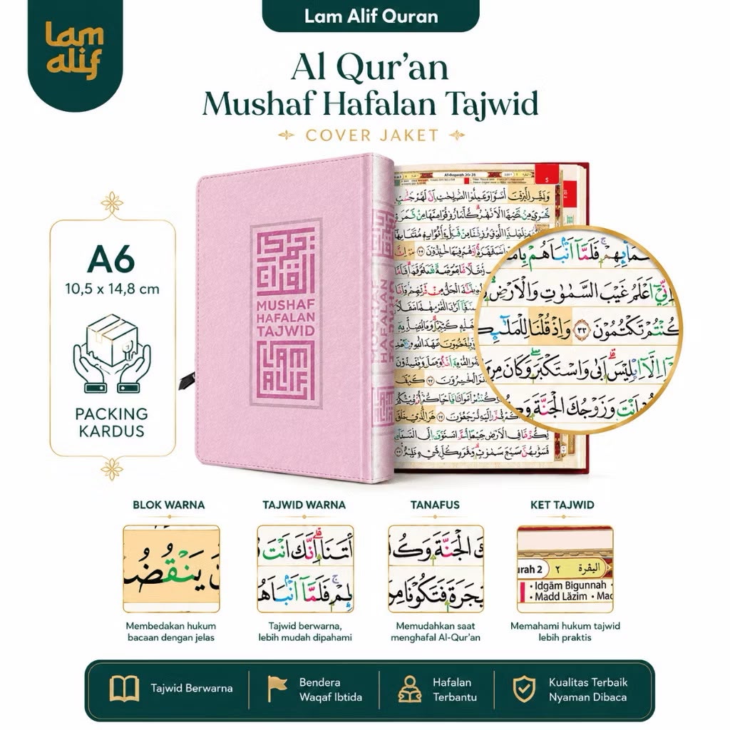 Mushaf Alquran Hafalan Tajwid LAM ALIF A6 (10x15cm) Jaket Resleting