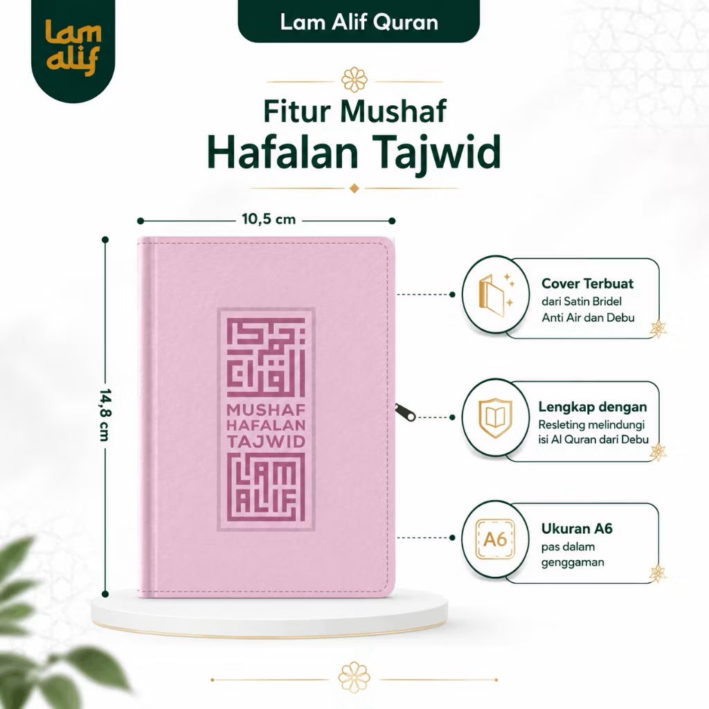 Mushaf Alquran Hafalan Tajwid LAM ALIF A6 (10x15cm) Jaket Resleting